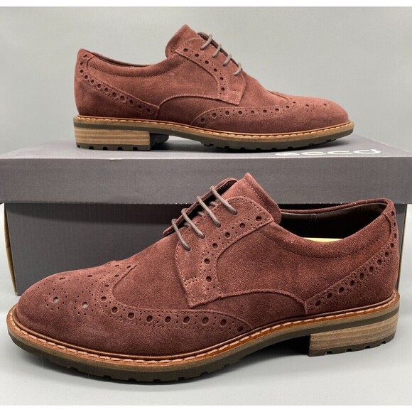 Ecco Shoes Mens Size 7.5 Brown Leather Wingtip Brogue Oxford Lace Vitrus EU 41